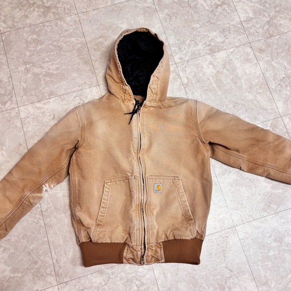 Carhartt Work Jacket Size Small J130 Sandstone Brown Distressed - Picture 12 of 14